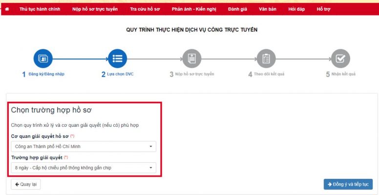 Chọn cơ quan làm hộ chiếu