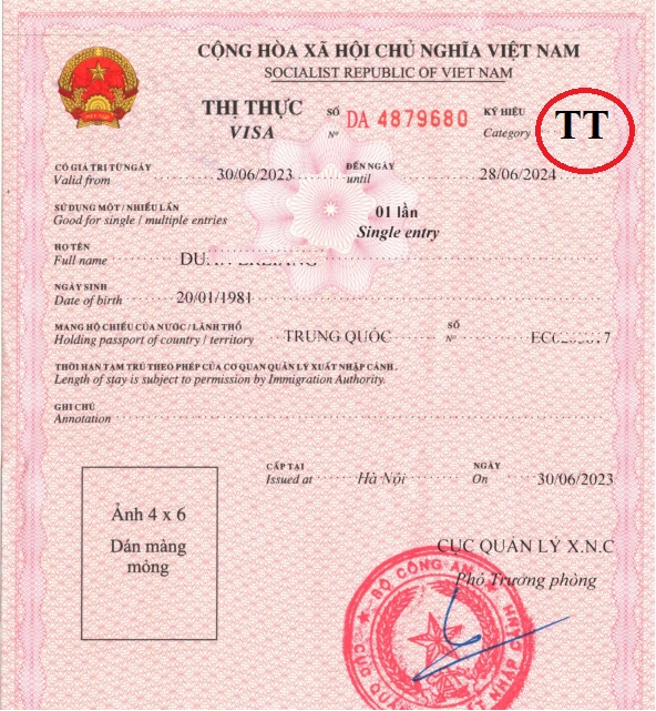 Visa thăm thân Việt Nam cho người Trung Quốc