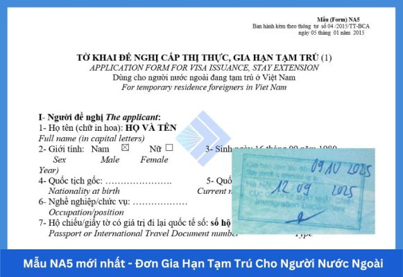 Mẫu NA5 mới nhất - Đơn Gia Hạn Tạm Trú Cho Người Nước Ngoài